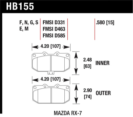 Hawk Performance Hawk 86-95 Mazda RX-7 (Exc 1992) Black Race Front Brake Pads