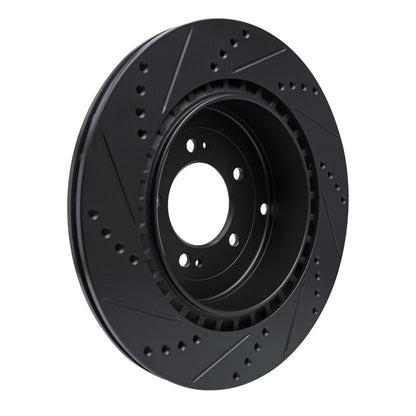 R1 Concepts R1 08-15 Mitsubishi Lancer Rear Right Drilled & Slotted Black Brake Rotor