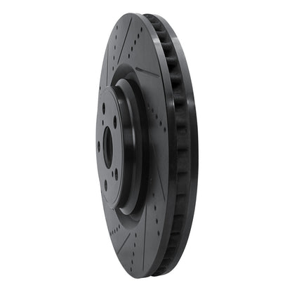 R1 Concepts R1 10-17 Lexus LS460 Right Front Drilled & Slotted Black Brake Rotor