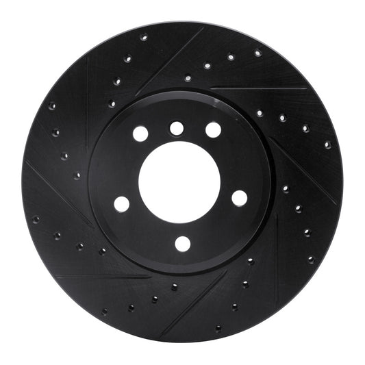 R1 Concepts R1 04-10 BMW 528XI Front Left Drilled & Slotted Black Brake Rotor