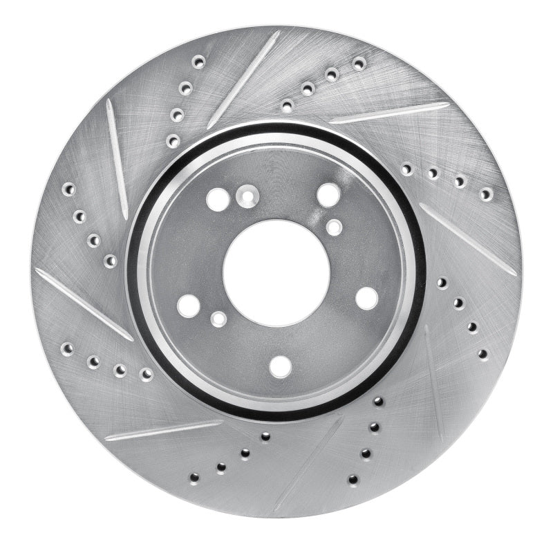 R1 Concepts R1 16-22 Acura ILX Front Left Drilled & Slotted Silver Brake Rotor