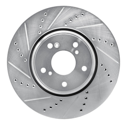 R1 Concepts R1 16-22 Acura ILX Front Left Drilled & Slotted Silver Brake Rotor