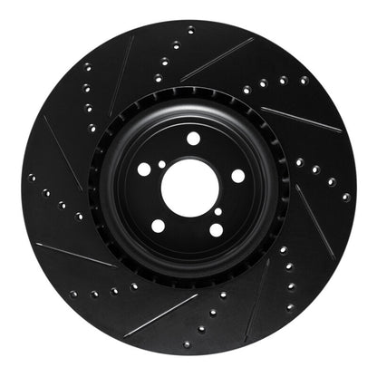 R1 Concepts R1 03-25 Subaru Impreza Front Right Drilled & Slotted Black Brake Rotor