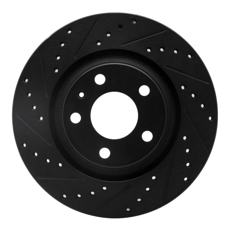 R1 Concepts R1 04-09 Audi S4 Rear Left Drilled & Slotted Black Brake Rotor