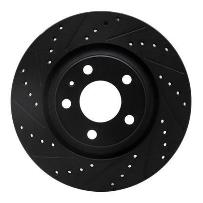 R1 Concepts R1 04-09 Audi S4 Rear Left Drilled & Slotted Black Brake Rotor