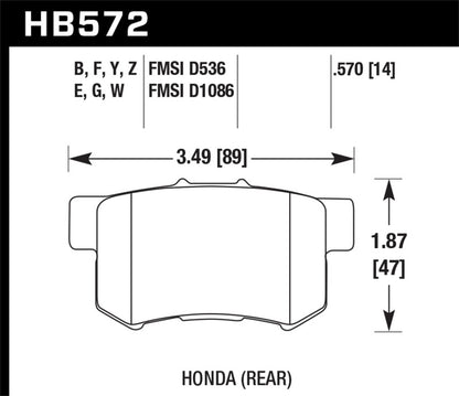Hawk Performance Hawk 07-08 Acura TL Type S / 99-08 Acura TL 3.2L HPS Street Rear Brake Pads