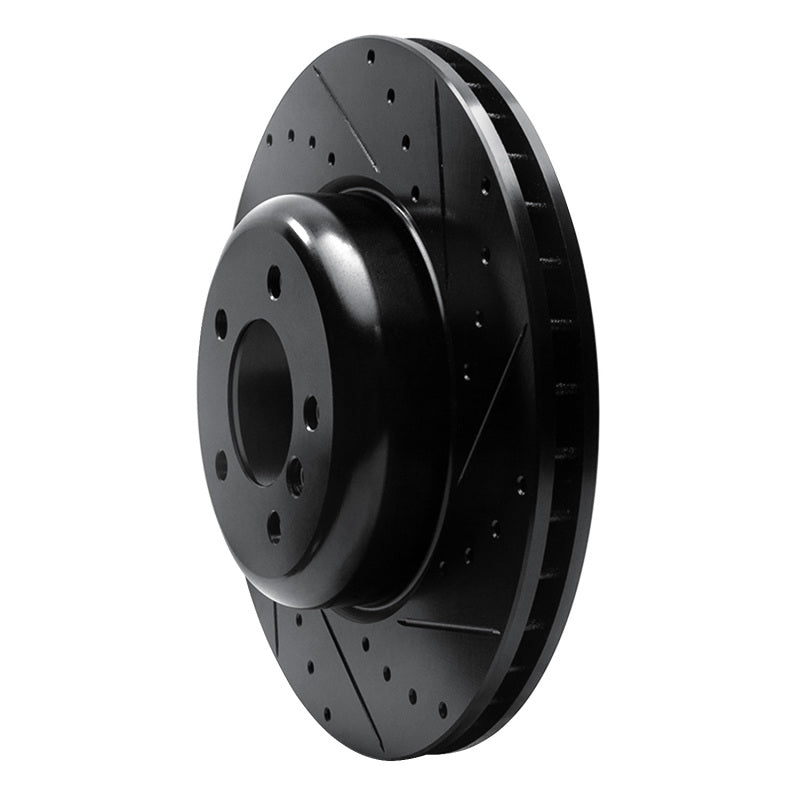R1 Concepts R1 04-10 BMW 650I Convertible Front Right Drilled & Slotted Black Brake Rotor