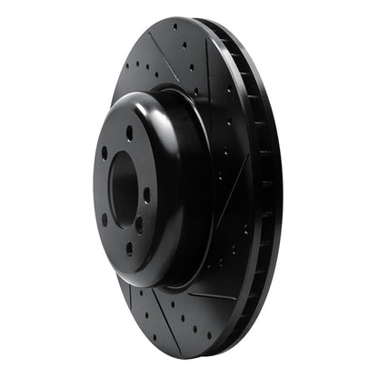 R1 Concepts R1 04-10 BMW 650I Convertible Front Right Drilled & Slotted Black Brake Rotor
