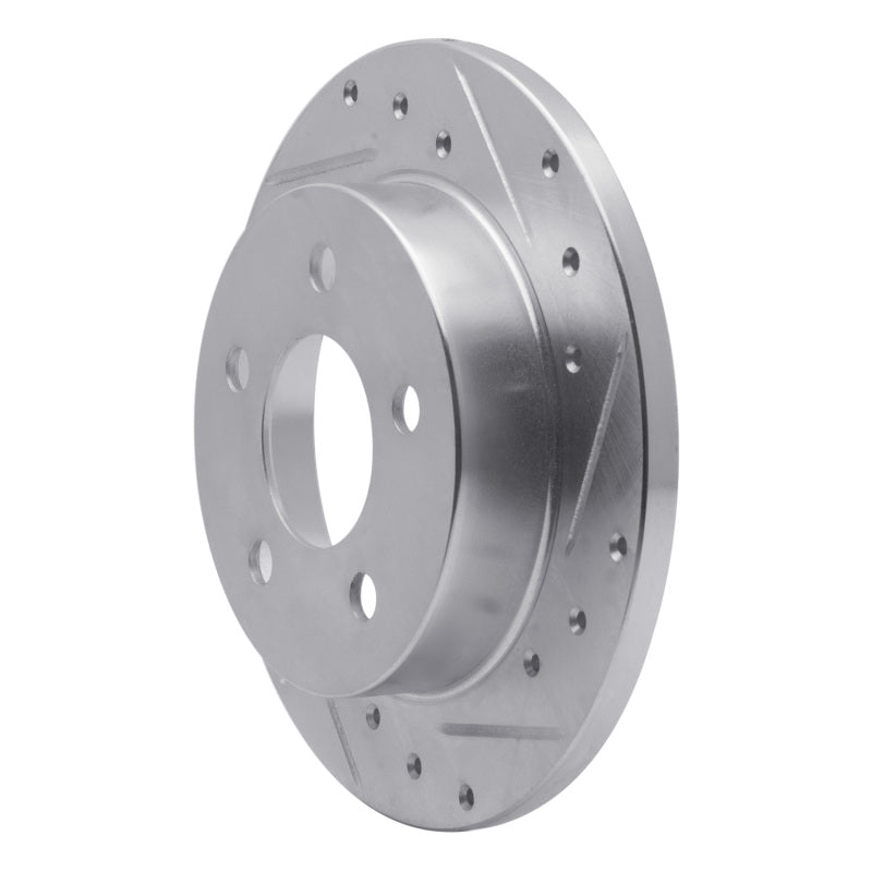 R1 Concepts R1 94-04 Ford Mustang Rear Right Drilled & Slotted Silver Brake Rotor