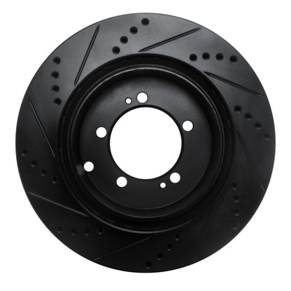 R1 Concepts R1 03-06 Mitsubishi Lancer Rear Right Drilled & Slotted Black Brake Rotor
