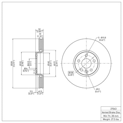 DFC 10-16 Volvo XC60 Front Brake Rotor