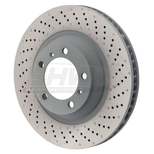SHW Performance SHW 15-16 Porsche 911 Carrera 4 GTS w/o Ceramics Right Front Drill-Dimp MB Brake Rotor (99135140401)