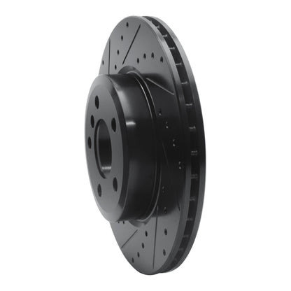 R1 Concepts R1 04-10 BMW X3 Front Left Drilled & Slotted Black Brake Rotor
