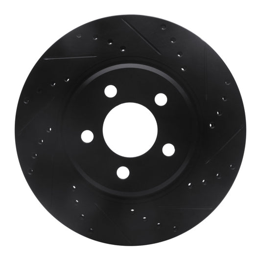 R1 Concepts R1 05-23 Chrysler 300 Front Right Drilled & Slotted Black Brake Rotor