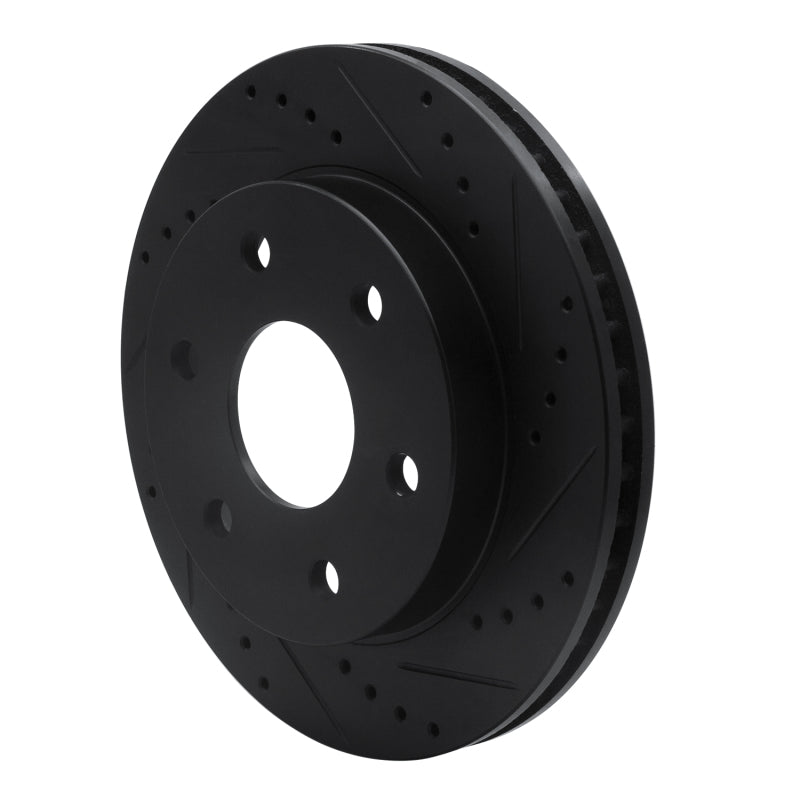 R1 Concepts R1 04-05 Infiniti QX56 Front Right Drilled & Slotted Black Brake Rotor