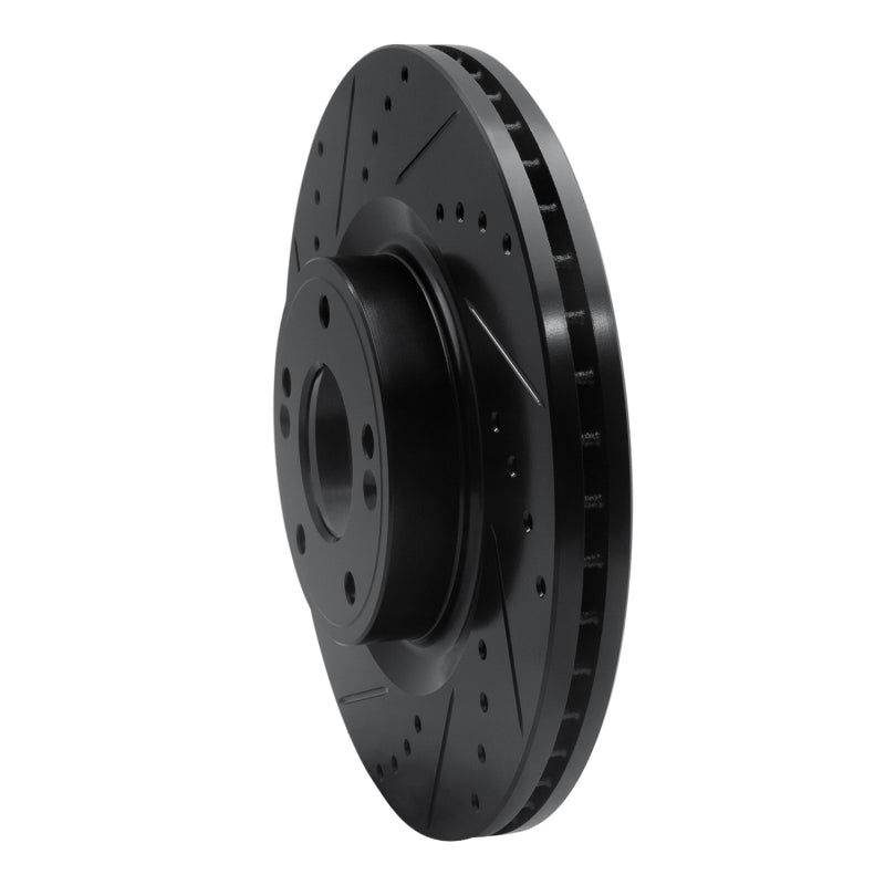 R1 Concepts R1 10-16 Hyundai Genesis Coupe Front Left Drilled & Slotted Black Brake Rotor