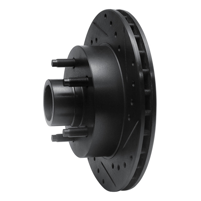 R1 Concepts R1 86-92 Ford Bronco II Front Right Drilled & Slotted Black Brake Rotor