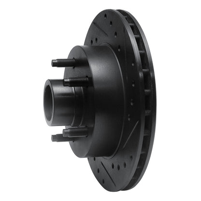 R1 Concepts R1 86-92 Ford Bronco II Front Right Drilled & Slotted Black Brake Rotor