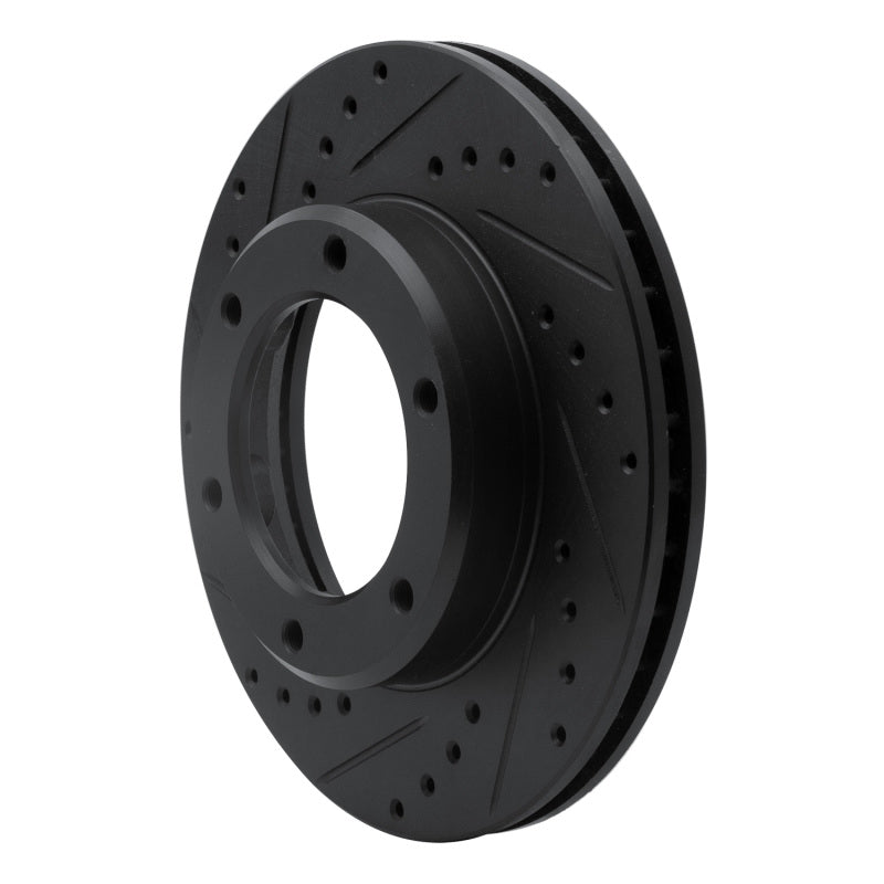 R1 Concepts R1 90-92 Toyota Land Cruiser Front Left Drilled & Slotted Black Brake Rotor