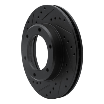 R1 Concepts R1 90-92 Toyota Land Cruiser Front Left Drilled & Slotted Black Brake Rotor