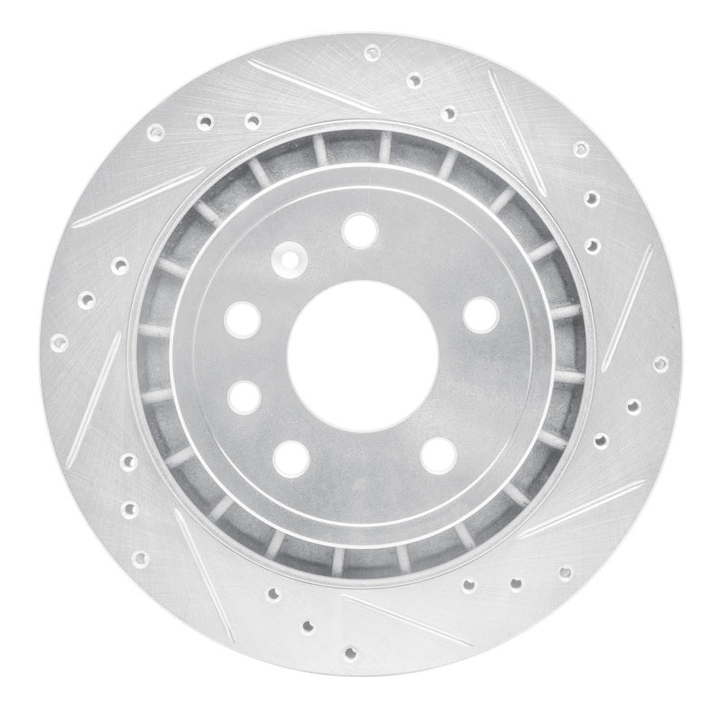 R1 Concepts R1 2002-2010 Saab 9-5 Rear Right Drilled & Slotted Silver Brake Rotor