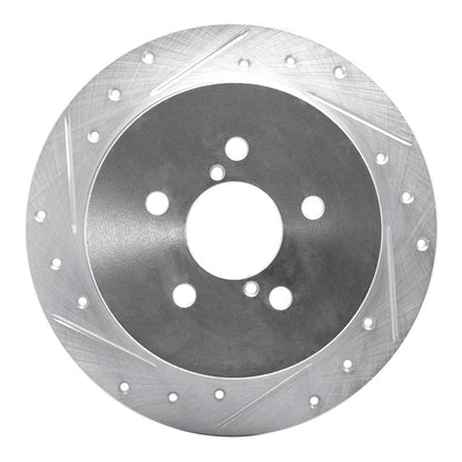 R1 Concepts R1 05-09 Subaru Outback Rear Left Drilled & Slotted Silver Brake Rotor
