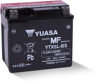 Yuasa Battery Yuasa YTX5L-BS Maintenance Free AGM 12-Volt Battery w/Bottle
