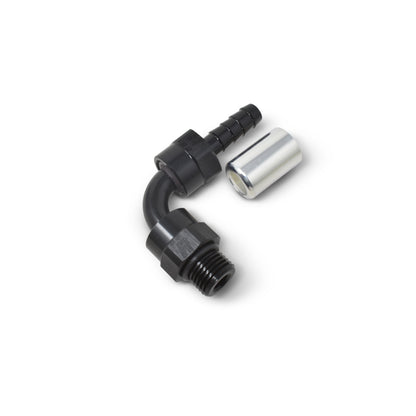 Russell Hose End Crimp On 10 Sae Port Male To -8 Hose 90 Deg Swivel Blk Anodized