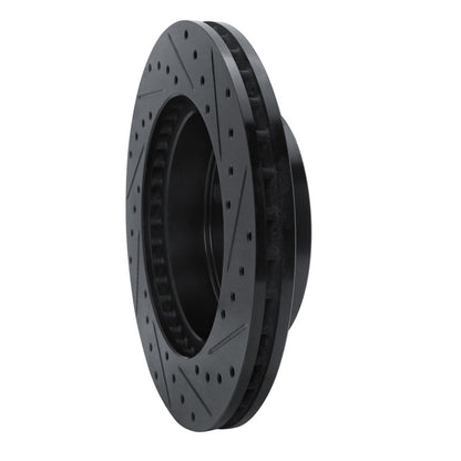 R1 Concepts R1 94-96 Ford F-150 4WD Front Left Drilled & Slotted Black Brake Rotor