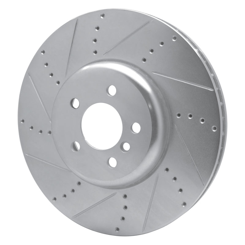 R1 Concepts R1 09-17 BMW 750LI xDrive Left Front Drilled & Slotted Silver Brake Rotor