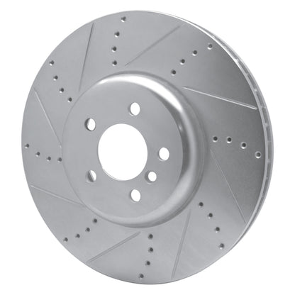 R1 Concepts R1 09-17 BMW 750LI xDrive Left Front Drilled & Slotted Silver Brake Rotor