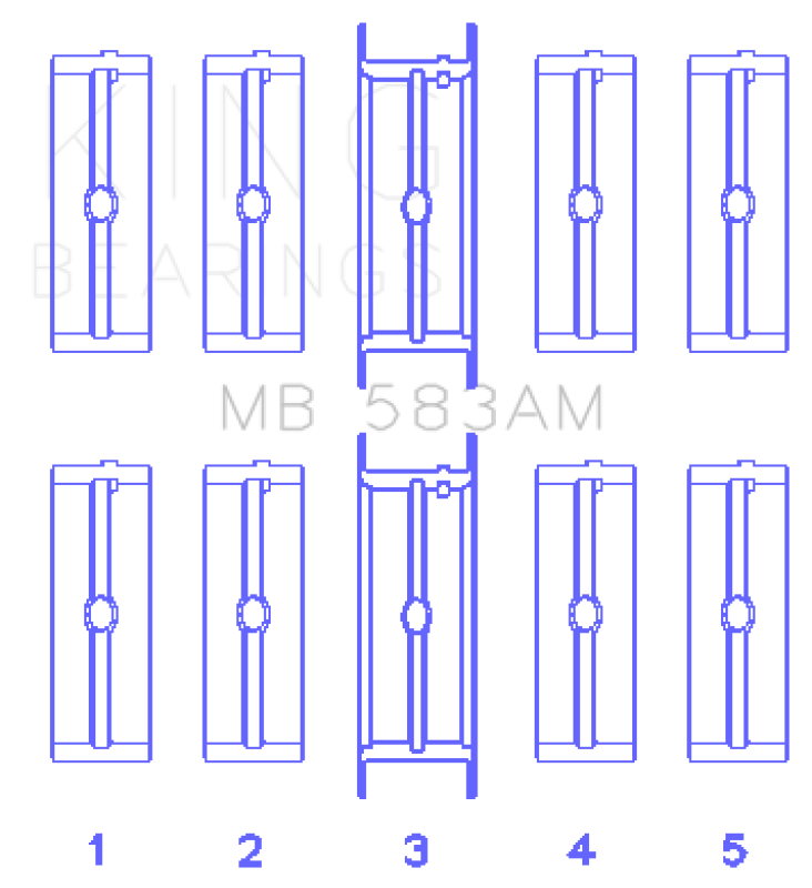 King Engine Bearings Ford 239/256/272/292 (Size .030) Crankshaft Main Bearing Set