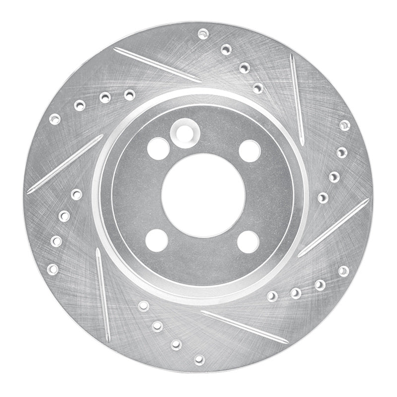 R1 Concepts R1 07-15 Mini Cooper (Excl Clubman) Front Right Drilled & Slotted Silver Brake Rotor