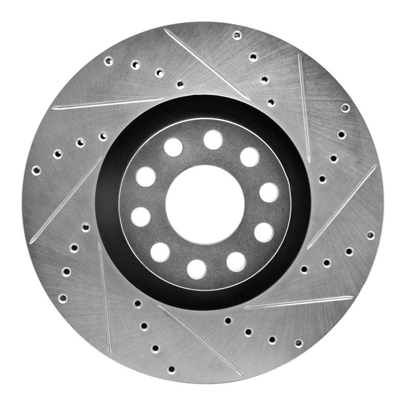 R1 Concepts R1 00-03 Audi A8 Front Right Drilled & Slotted Silver Brake Rotor