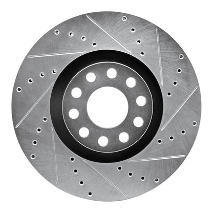 R1 Concepts R1 00-03 Audi A8 Front Right Drilled & Slotted Silver Brake Rotor