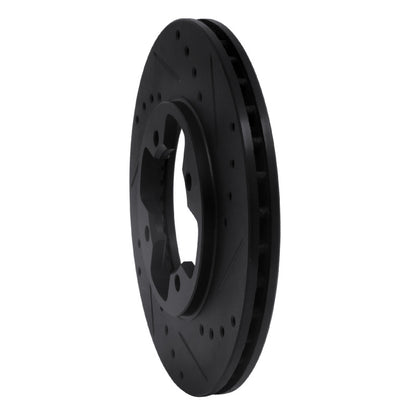 R1 Concepts R1 79-83 Nissan 280ZX Front Right Drilled & Slotted Black Brake Rotor