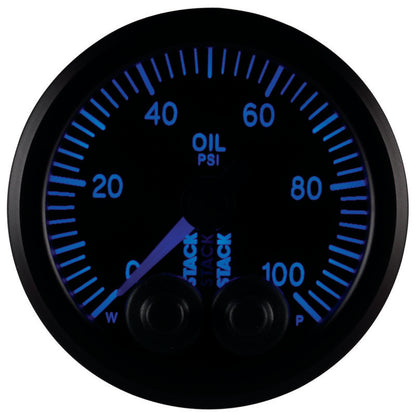 Autometer Stack Instruments Pro Control 52mm 0-100 PSI Oil Pressure Gauge - Black (1/8in NPTF Male)