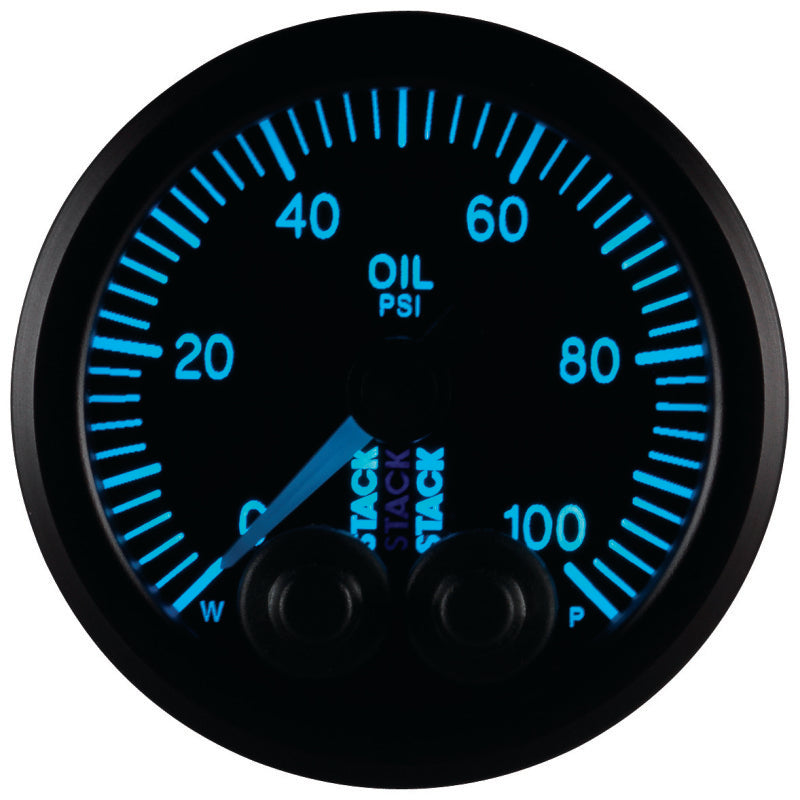 Autometer Stack Instruments Pro Control 52mm 0-100 PSI Oil Pressure Gauge - Black (1/8in NPTF Male)