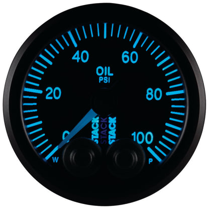 Autometer Stack Instruments Pro Control 52mm 0-100 PSI Oil Pressure Gauge - Black (1/8in NPTF Male)