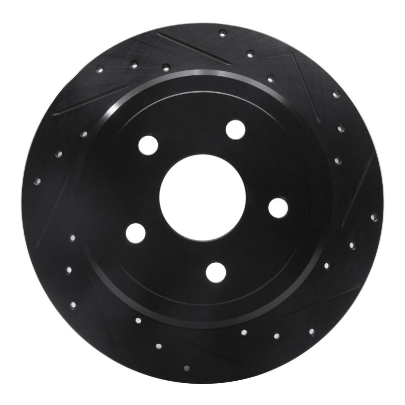 R1 Concepts R1 05-10 Jeep Commander Rear Right Drilled & Slotted Black Brake Rotor