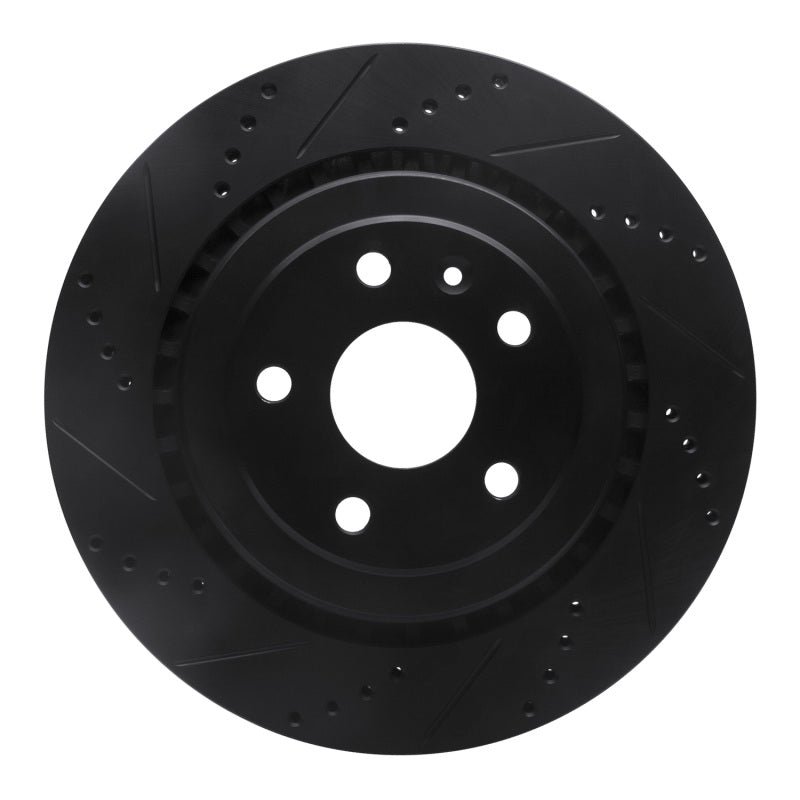 R1 Concepts R1 16-24 Cadillac ATS Rear Left Drilled & Slotted Black Brake Rotor