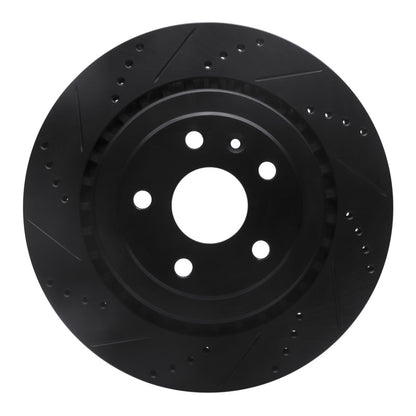 R1 Concepts R1 16-24 Cadillac ATS Rear Left Drilled & Slotted Black Brake Rotor