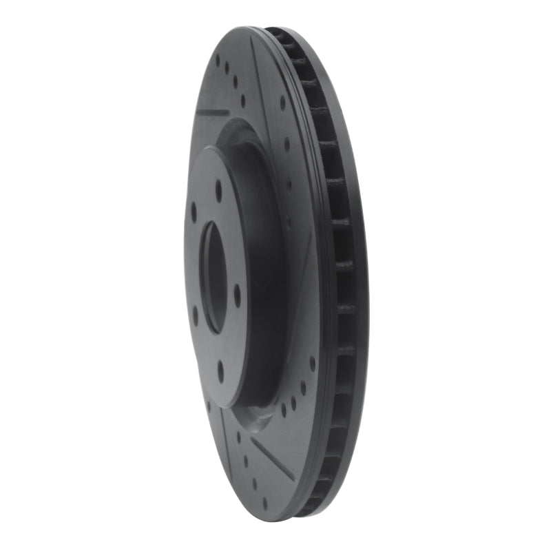 R1 Concepts R1 14-23 Nissan Rogue Front Right Drilled & Slotted Black Brake Rotor