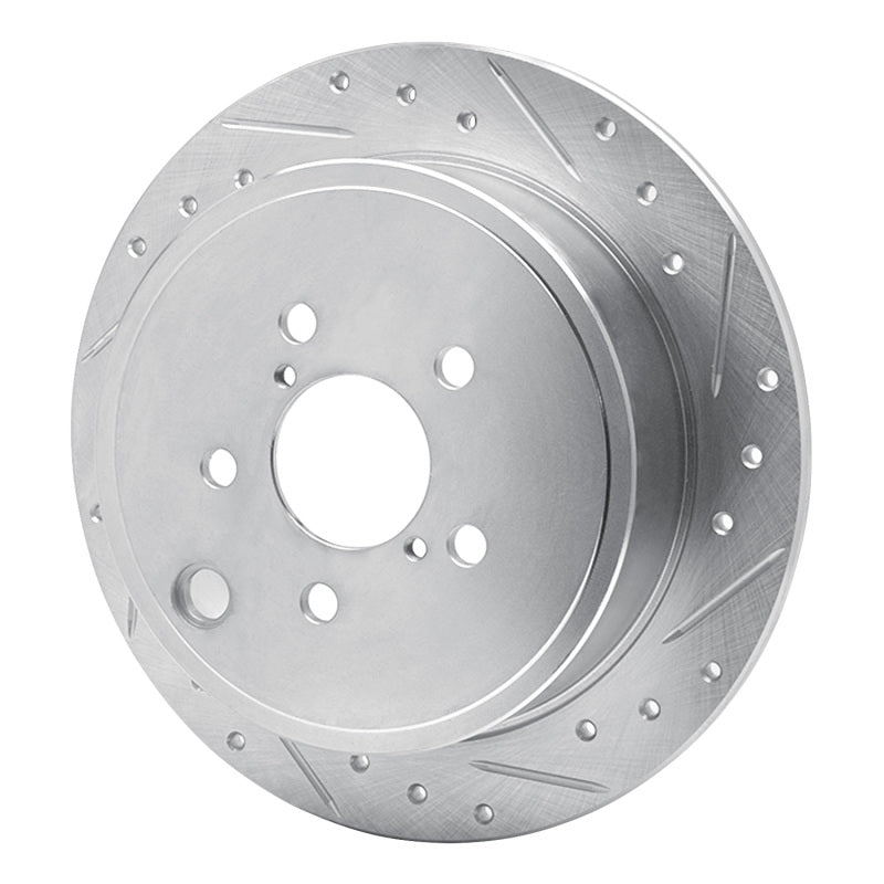 R1 Concepts R1 08-15 Subaru WRX Rear Right Drilled & Slotted Silver Brake Rotor