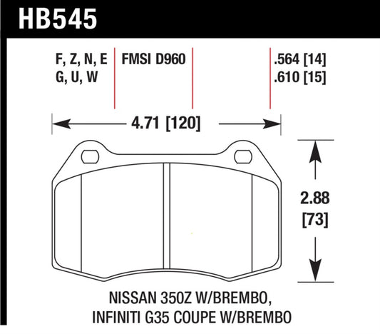 Hawk Performance Hawk 04-09 Infiniti G35 3.5L Base Brembo Brakes OE Incl. Pin Clips Shims Front ER-1 Brake Pads