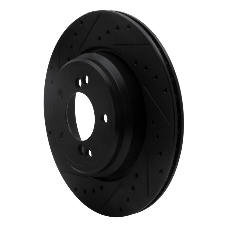 R1 Concepts R1 00-06 BMW M5 Rear Left Drilled & Slotted Black Brake Rotor
