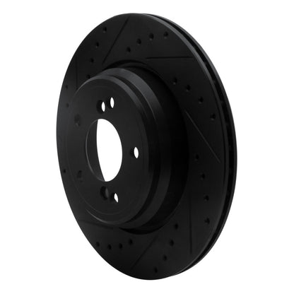R1 Concepts R1 00-06 BMW M5 Rear Left Drilled & Slotted Black Brake Rotor