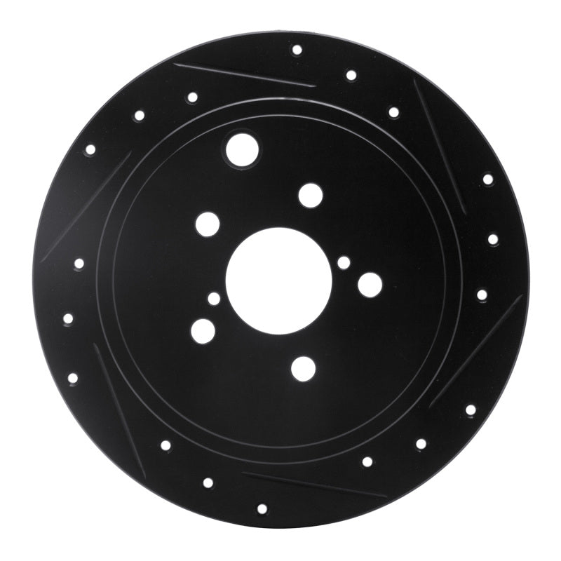 R1 Concepts R1 08-15 Subaru Outback Rear Right Drilled & Slotted Black Brake Rotor