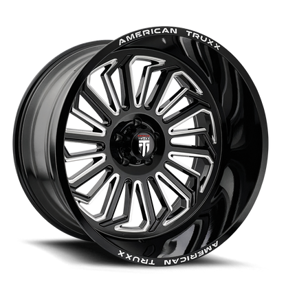 American Truxx AT1916 Butcher 24x14 / 5x127 BP / -76mm Offset / 71.6mm Hub Gloss Black Milled Wheel