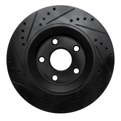 R1 Concepts R1 12-18 Jeep Wrangler Front Right Drilled & Slotted Black Brake Rotor